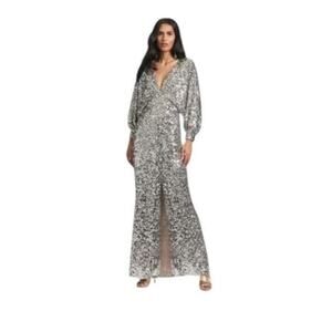 Sachin + Babi Women's Size 14 NEW Sequin Gabby Glitter Long Sleeve V Neck Gown